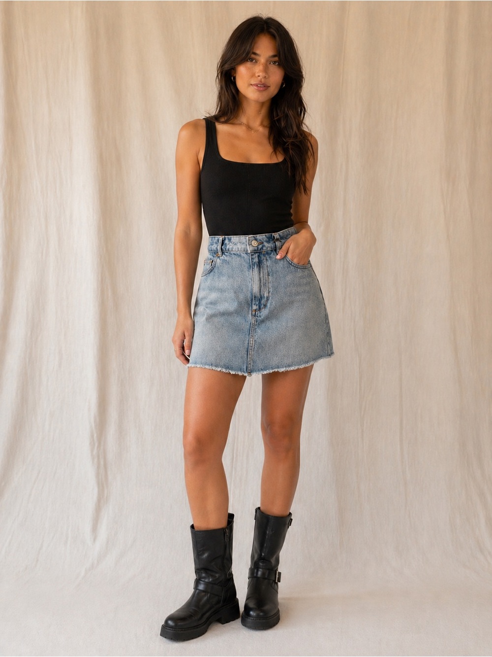 NWOT AllSaints Lana Denim Mini Skirt – Size 8 | Raw Hem